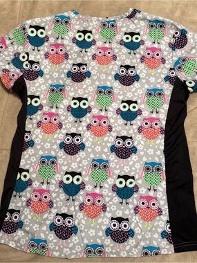 Women’s v neck owl scrub top